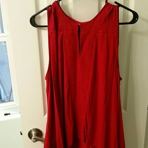 Red sleeveless top